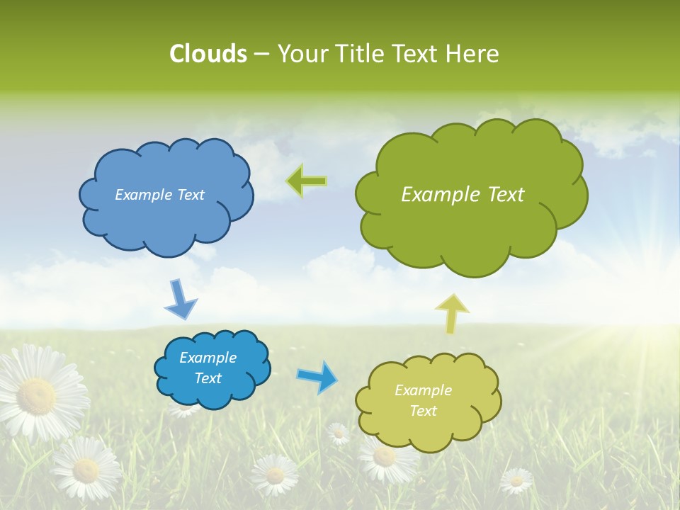 Background Beautiful Blue Bright Clear Cloud Cloudscape Landscape Sun PowerPoint Template