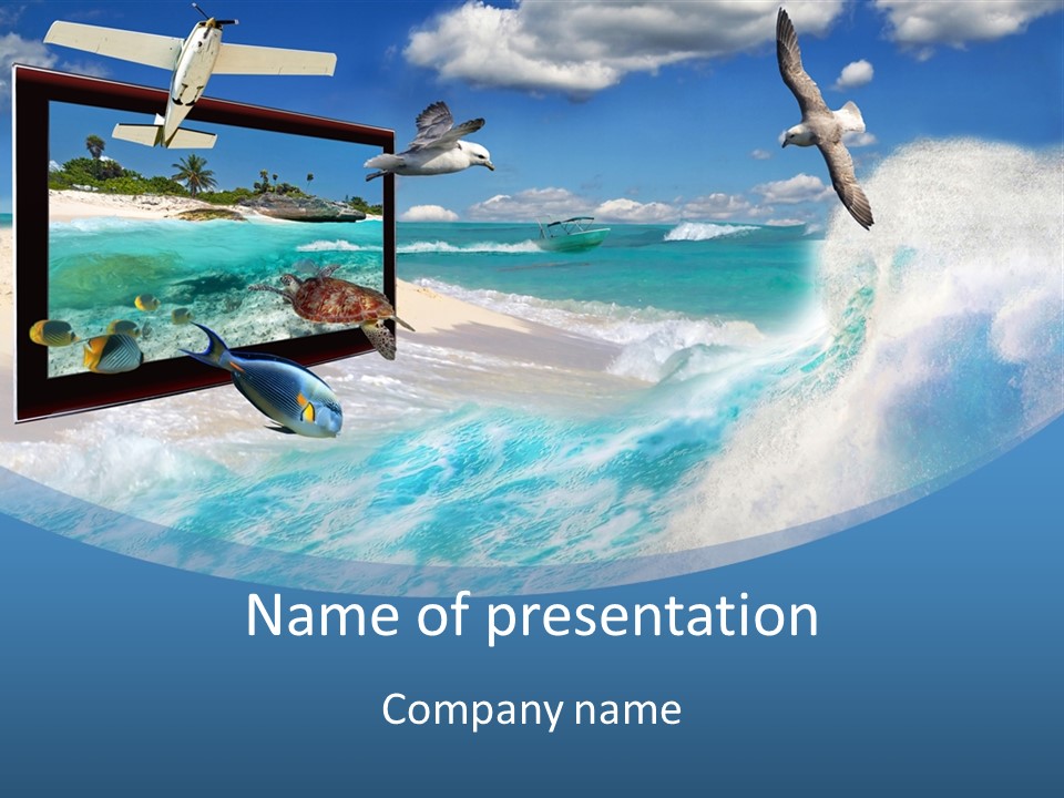 Wave Holiday Boat PowerPoint Template