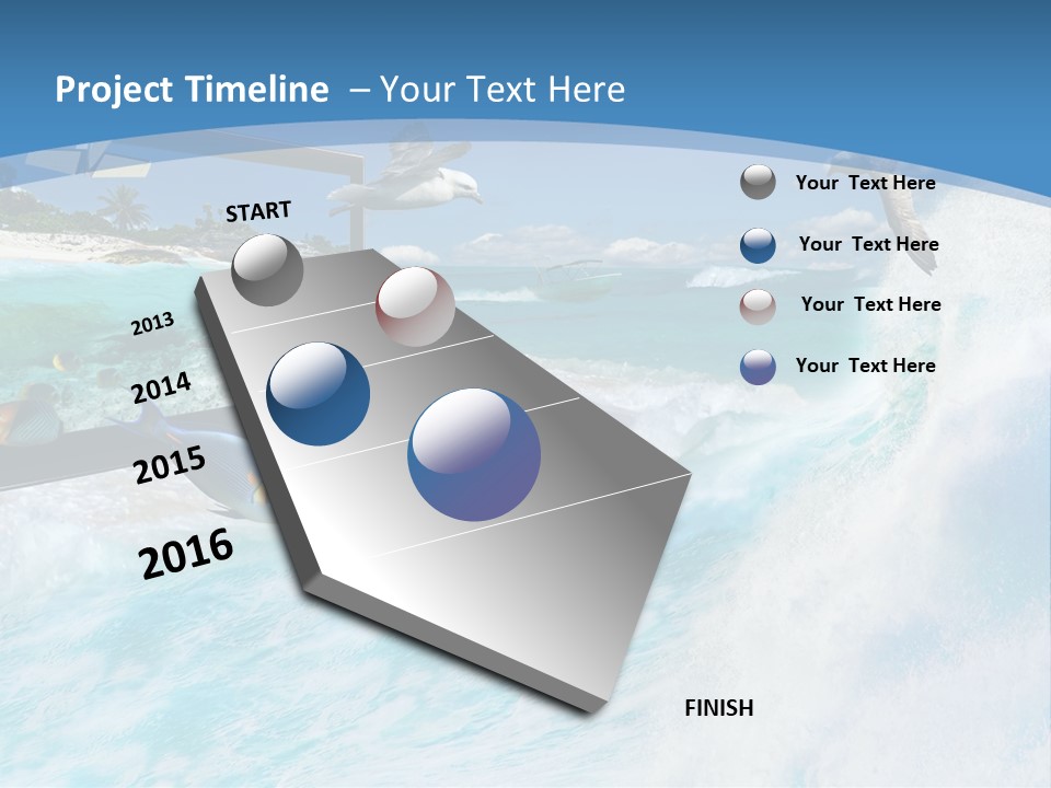 Wave Holiday Boat PowerPoint Template