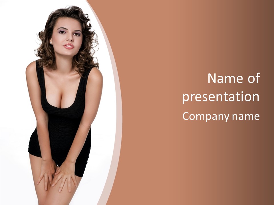 Makeup Attractive Brunette PowerPoint Template