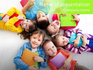 Cute Children Girls PowerPoint Template