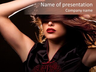 Red Glamour Brunette PowerPoint Template