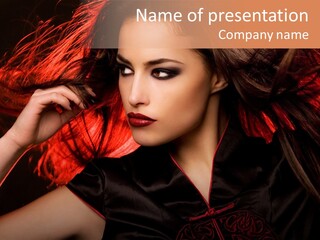 Brunette Lips Woman PowerPoint Template