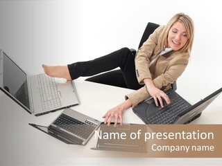 Feet Vest Laptop PowerPoint Template