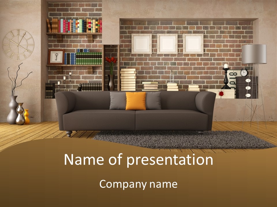 Couch Vase Wooden PowerPoint Template