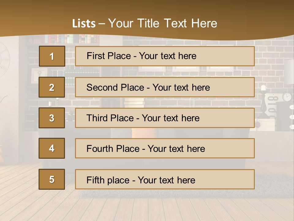 Couch Vase Wooden PowerPoint Template