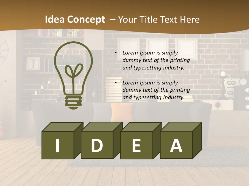 Couch Vase Wooden PowerPoint Template