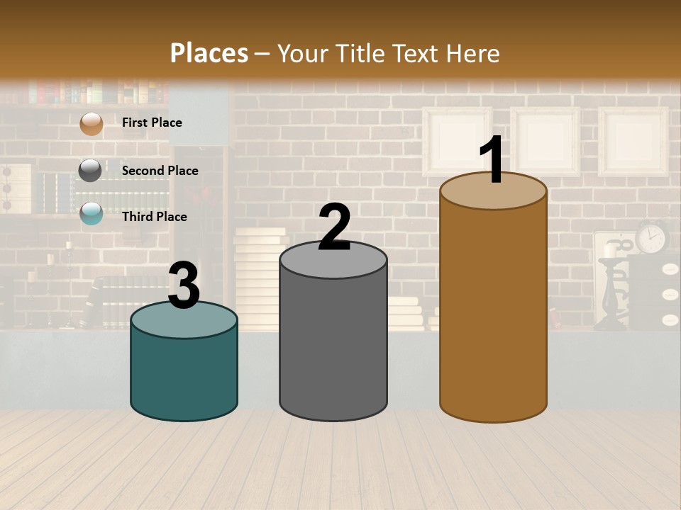 Blue Wood Livingroom PowerPoint Template