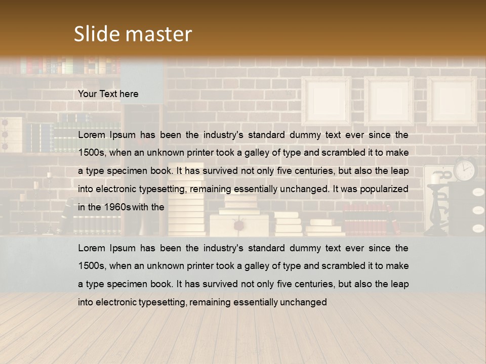 Blue Wood Livingroom PowerPoint Template