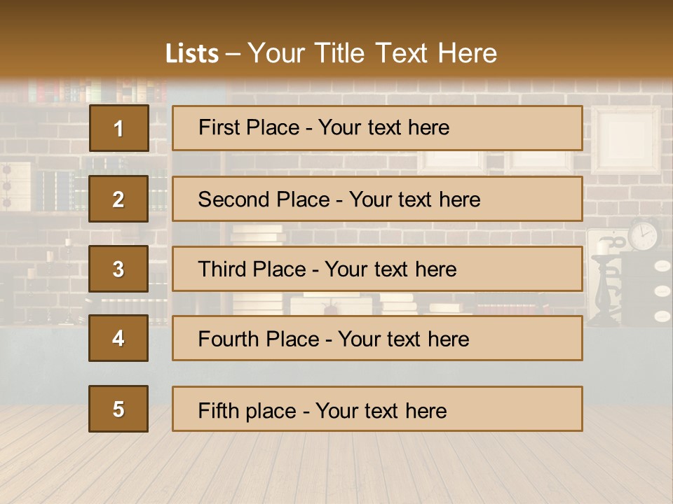 Blue Wood Livingroom PowerPoint Template