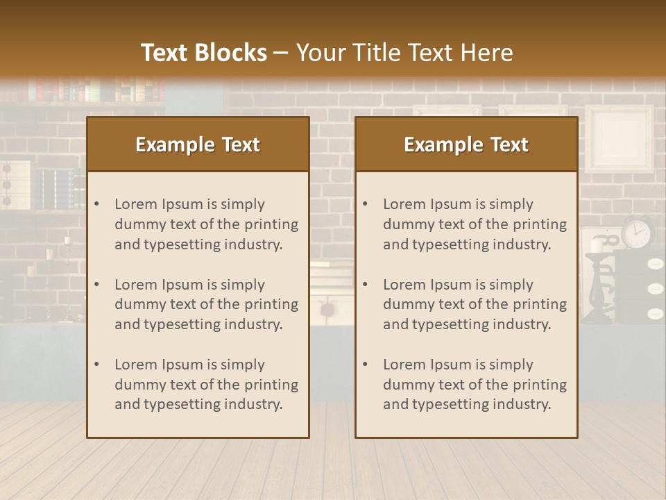Blue Wood Livingroom PowerPoint Template