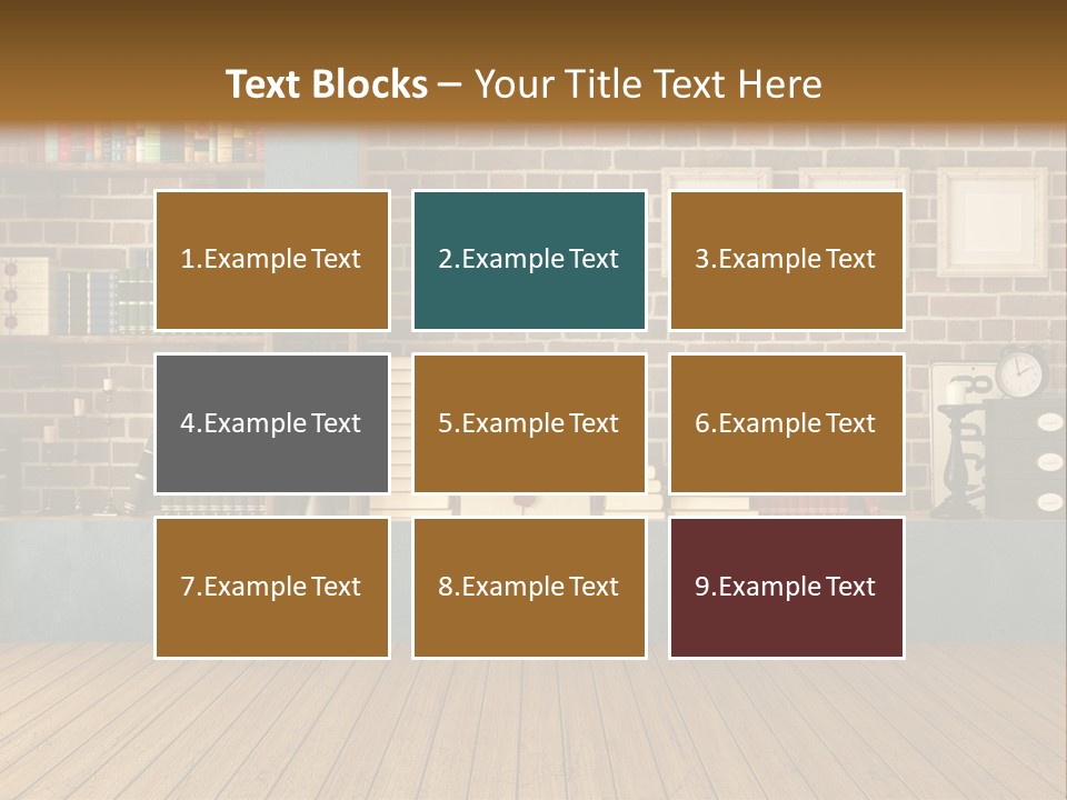 Blue Wood Livingroom PowerPoint Template