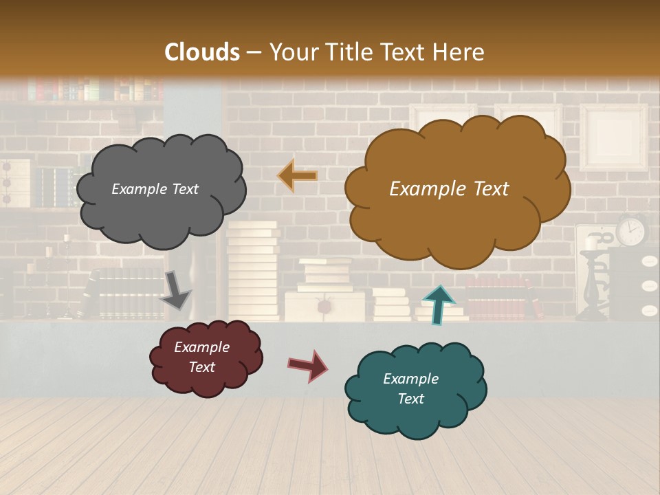 Blue Wood Livingroom PowerPoint Template