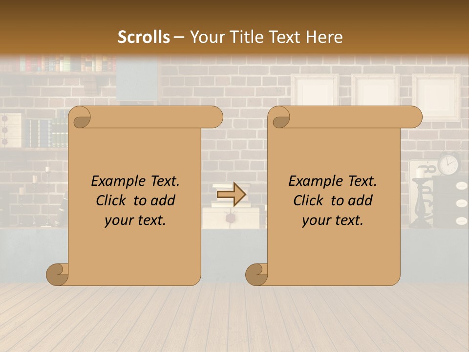 Blue Wood Livingroom PowerPoint Template