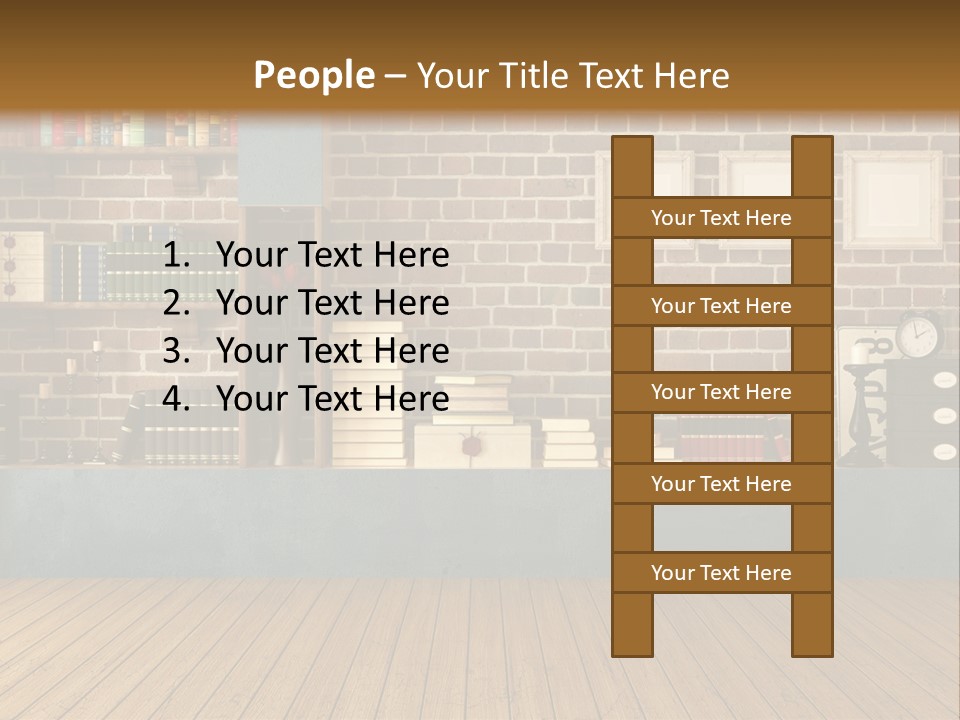 Blue Wood Livingroom PowerPoint Template