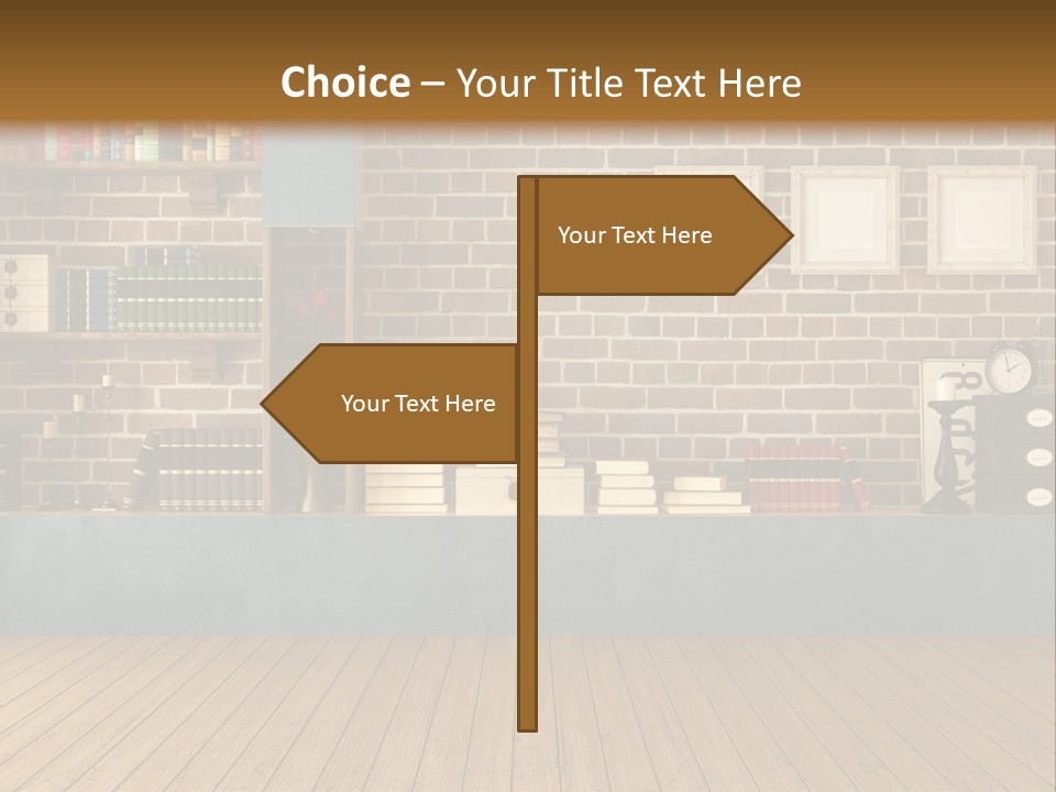 Blue Wood Livingroom PowerPoint Template