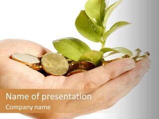 Golden Holding Monetary PowerPoint Template