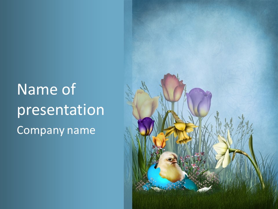 Niebieski Kwiat Ilustracja PowerPoint Template