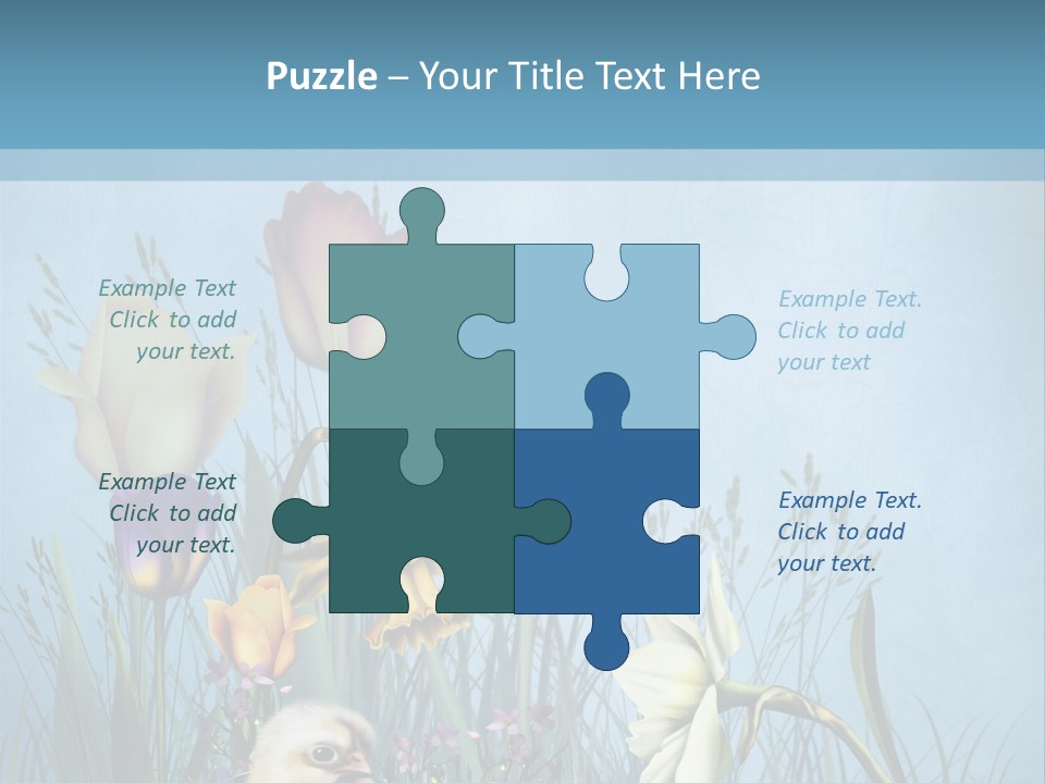 Niebieski Kwiat Ilustracja PowerPoint Template