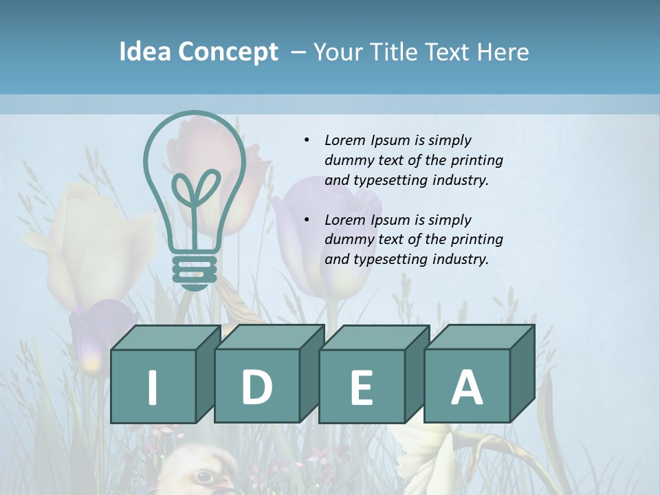 Niebieski Kwiat Ilustracja PowerPoint Template