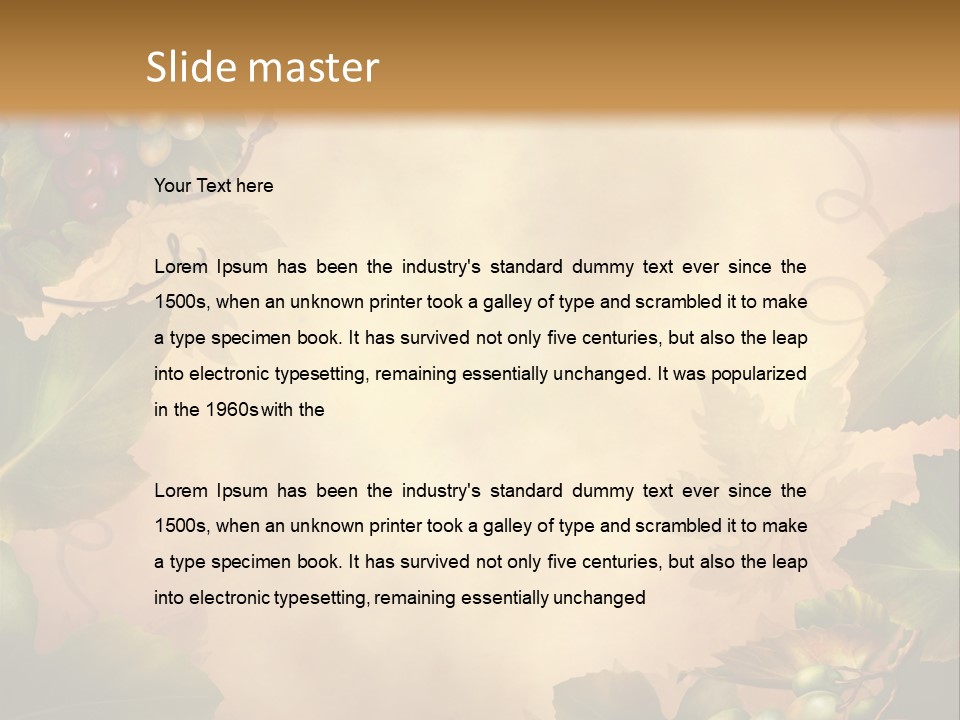 Retro Bluszcz Winogrona PowerPoint Template