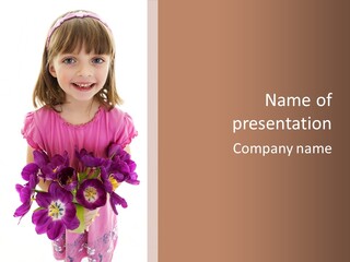 Present Little Girl Isolated PowerPoint Template