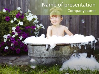 Female Clean Shampoo PowerPoint Template