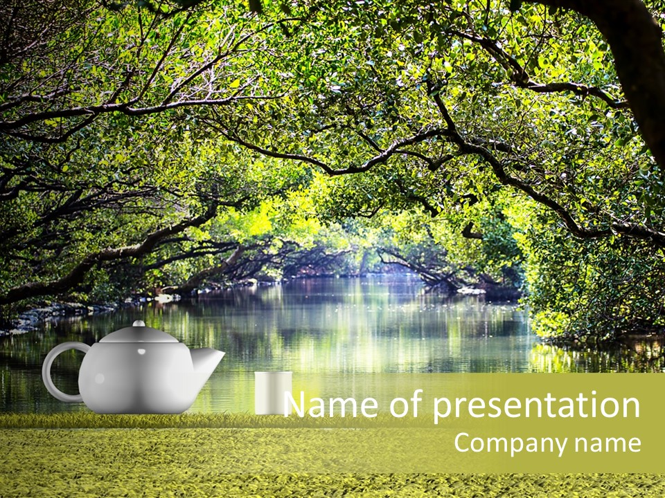 Teacup Herbal Leaf PowerPoint Template