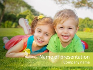 Girl Outside Cute PowerPoint Template