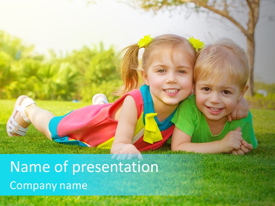 Girl Green Laughing PowerPoint Template