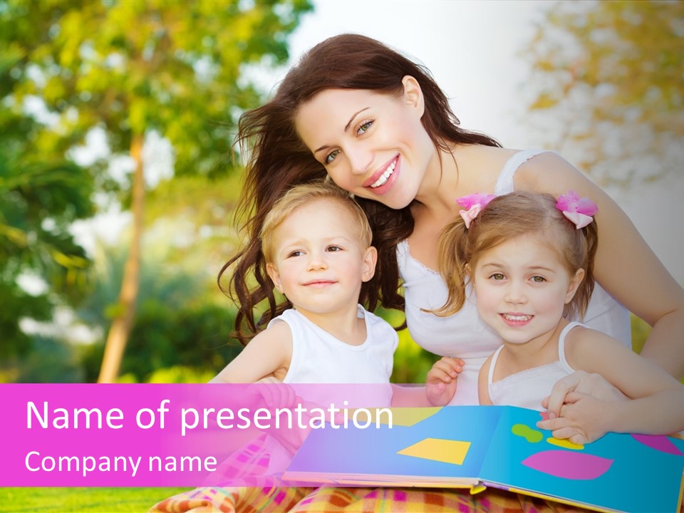 Outdoor Sister Babies PowerPoint Template