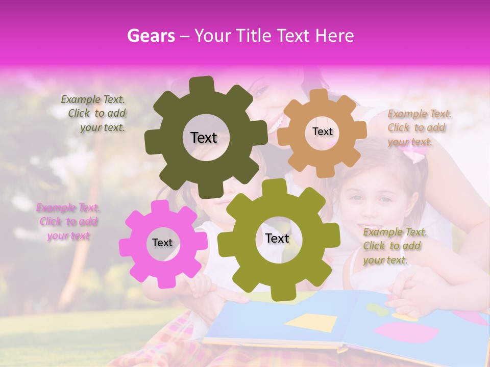 Outdoor Sister Babies PowerPoint Template