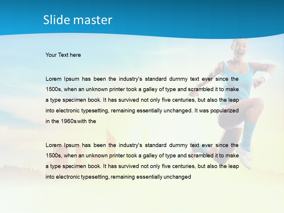 Length Blue Smiling PowerPoint Template