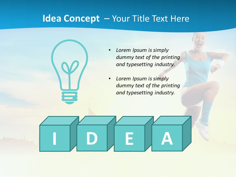 Length Blue Smiling PowerPoint Template