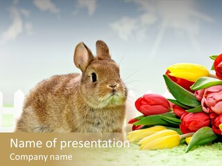 Feiertag Blumenstraussm Tier PowerPoint Template