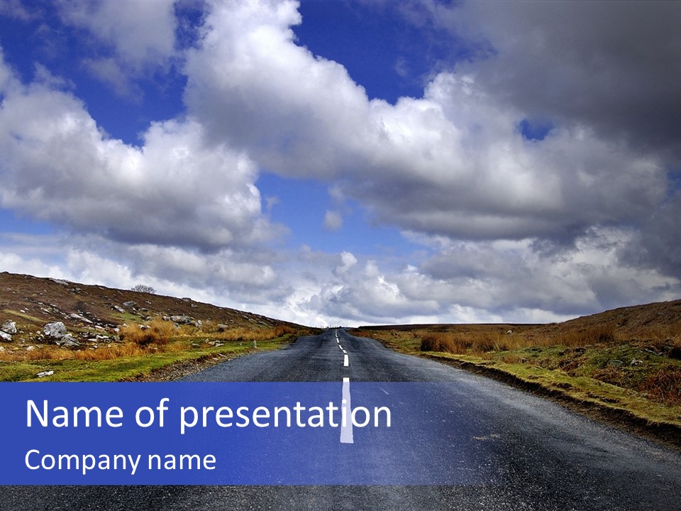 Road Blue Way PowerPoint Template