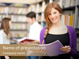 Female Library Row PowerPoint Template