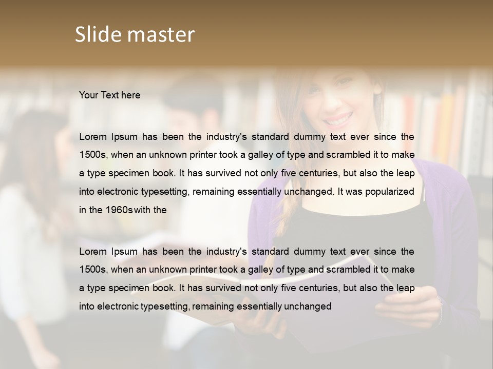 Female Library Row PowerPoint Template