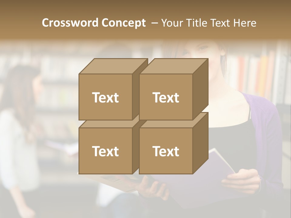 Female Library Row PowerPoint Template