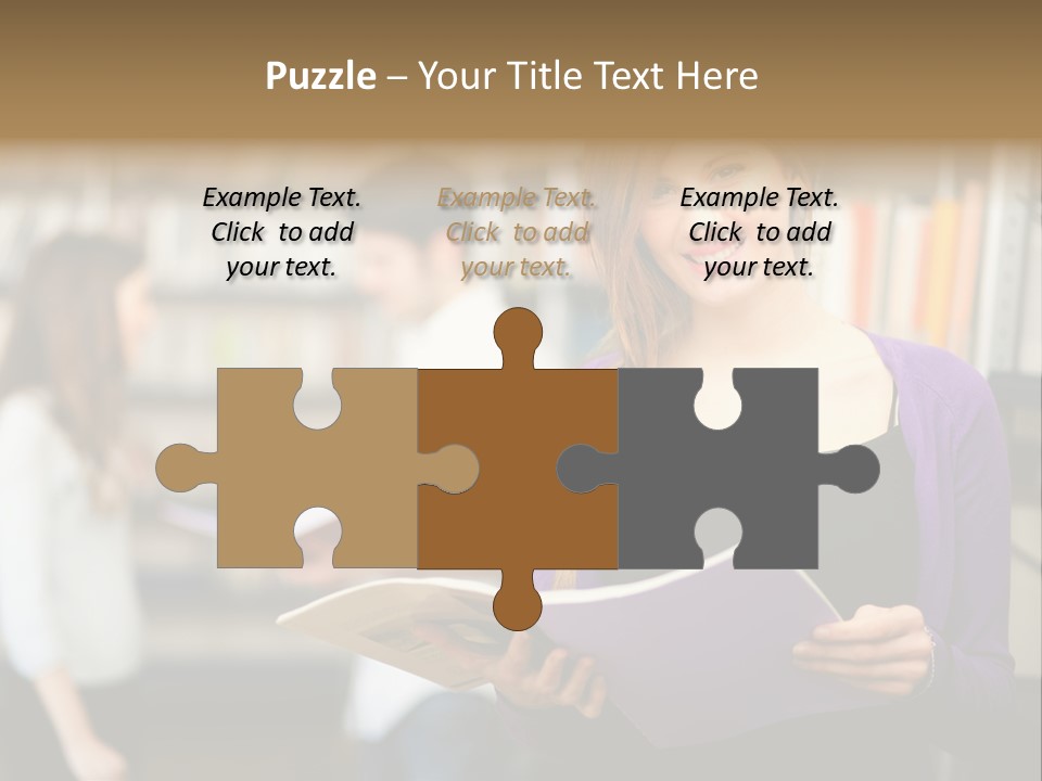 Female Library Row PowerPoint Template