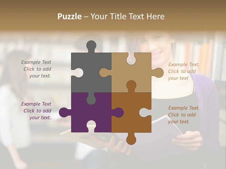 Female Library Row PowerPoint Template