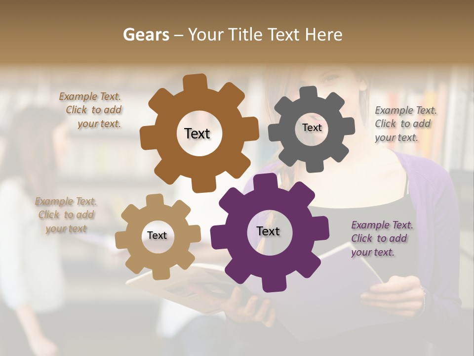 Female Library Row PowerPoint Template