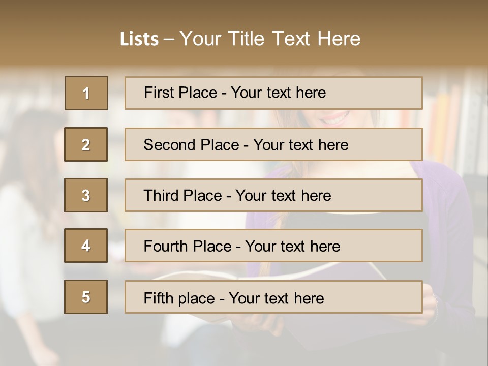 Female Library Row PowerPoint Template