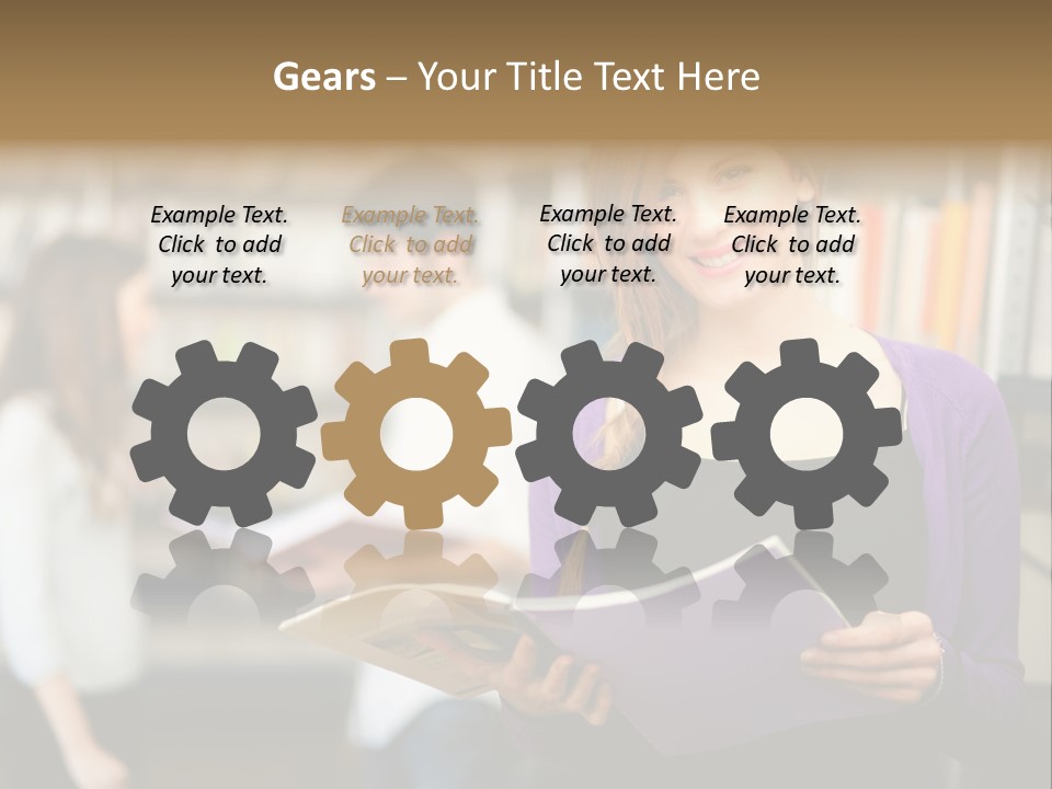 Female Library Row PowerPoint Template