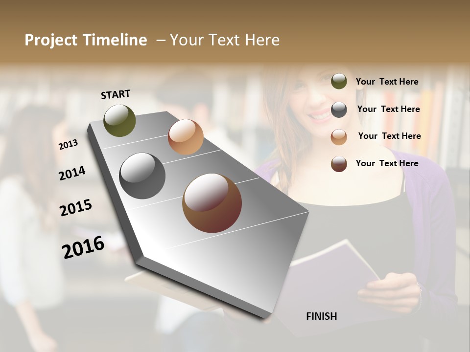 Female Library Row PowerPoint Template