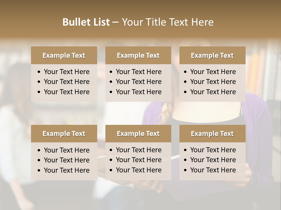 Female Library Row PowerPoint Template