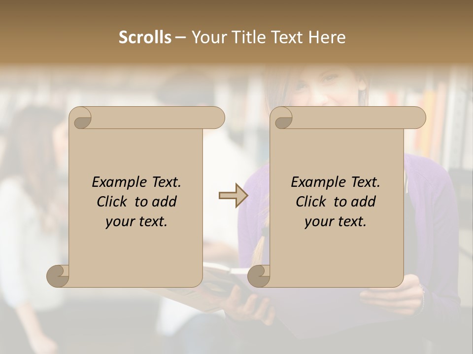 Female Library Row PowerPoint Template