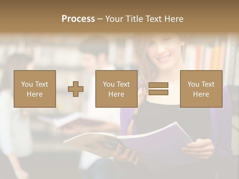 Female Library Row PowerPoint Template