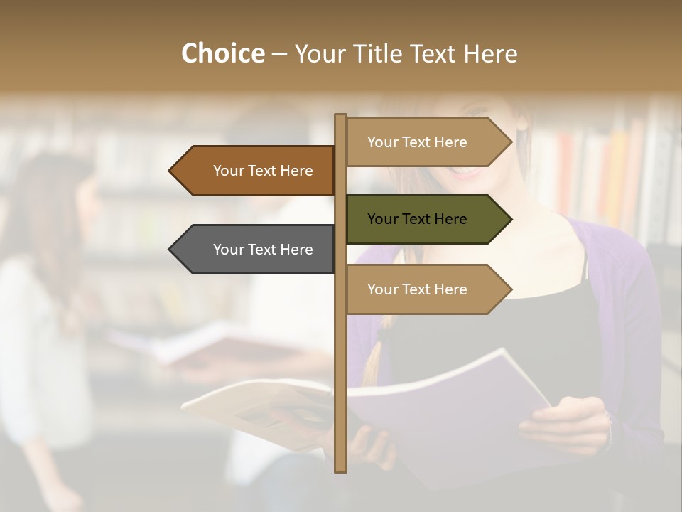 Female Library Row PowerPoint Template