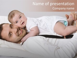 Playing Pillow Father PowerPoint Template